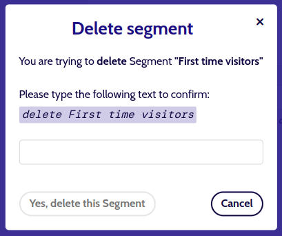 Delete Segment modal