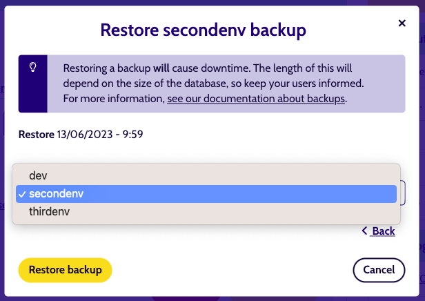 Backups restore