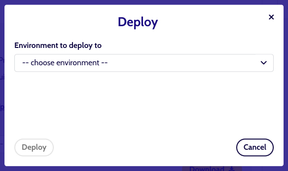 Deploy modal without environment selected