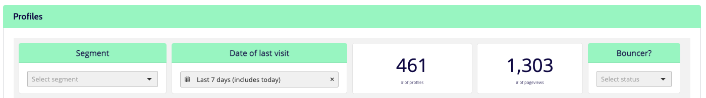 Profiles data top section