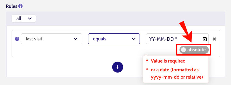 Segment Rule toggle date type