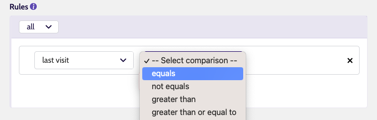 Segment Rule Comparison select