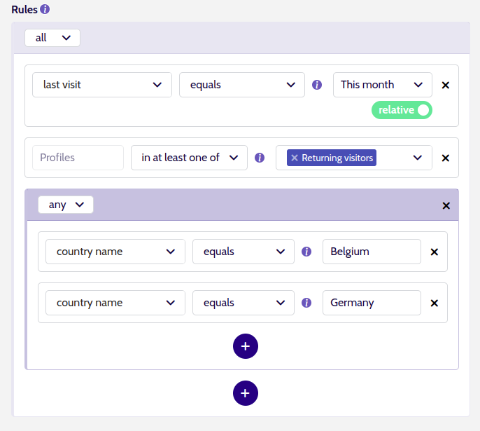 Segment nested rule select property