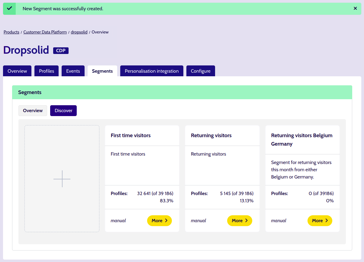 Segment added to overview