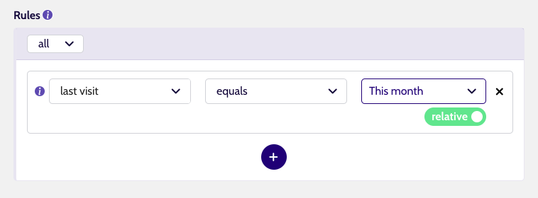 Segment Rule relative date selected